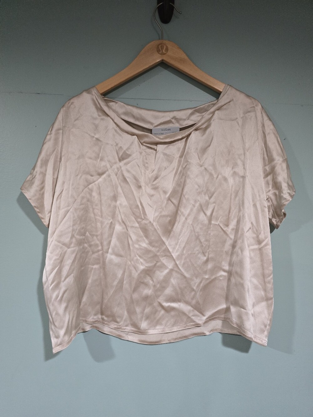 Dusan 100% Silk Satin Boxy Top Size L